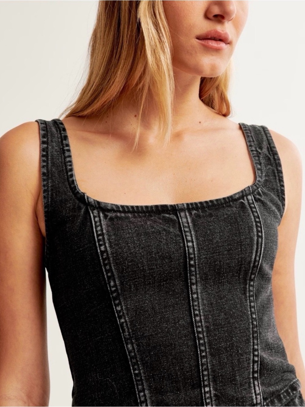 Soft denim corset with adjustable straps NWT